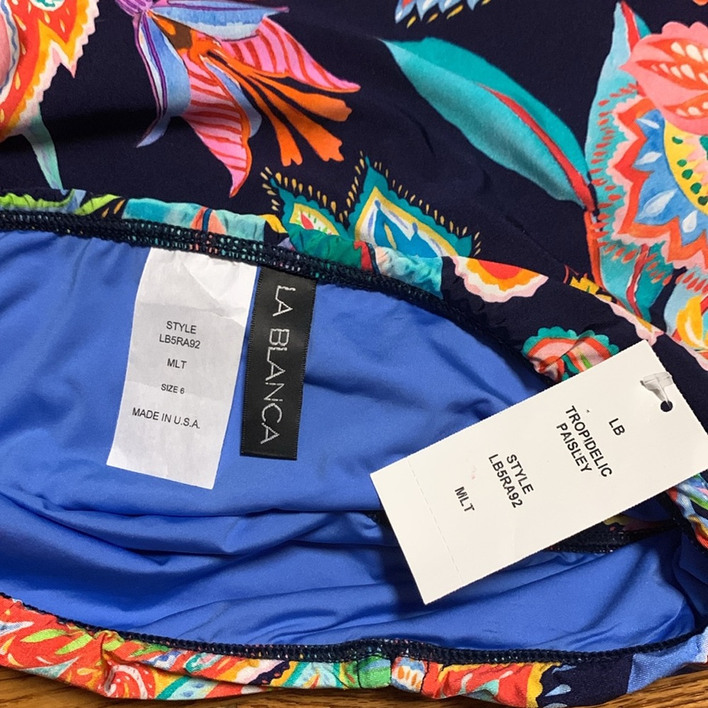 La Blanca swimsuit - wrap front bikini set with swim skirt bikini bottoms, navy - Picture 7 of 13